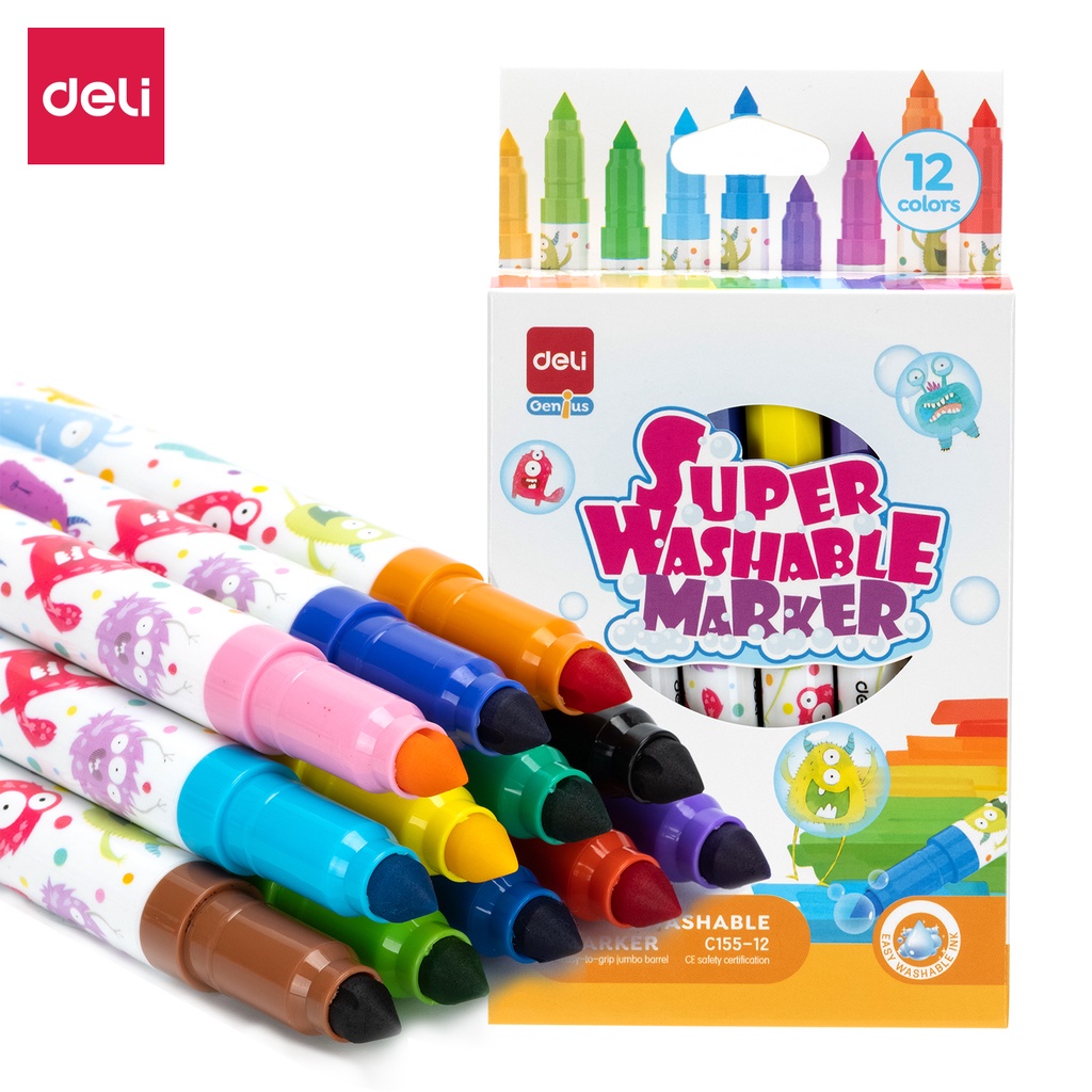 Deli Super 12 Color Washable Marker - EC155-12