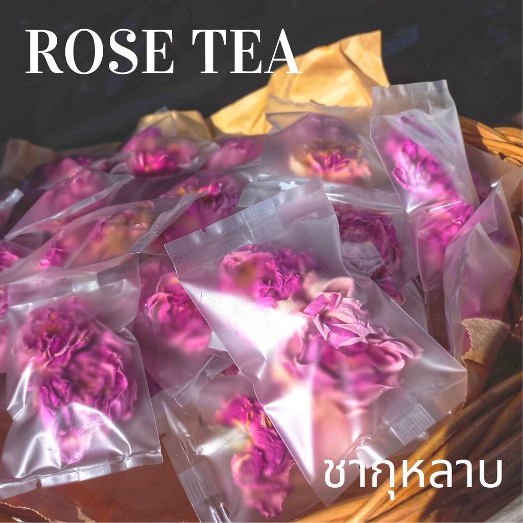 ชากุหลาบบิชอป ซองละ10 บาท ขั้นต่ำ 5 ซอง ชากุหลาบอังกฤษ กลิ่นหอมหวาน ออแกนิก edible flowers bishop rose tea