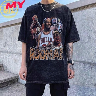 LIFE BIL NBA เสื้อยืดผู้ชายโอเวอร์ไซส์ rodman เสื้อบาส เสื้อลายมันส์ hot sale