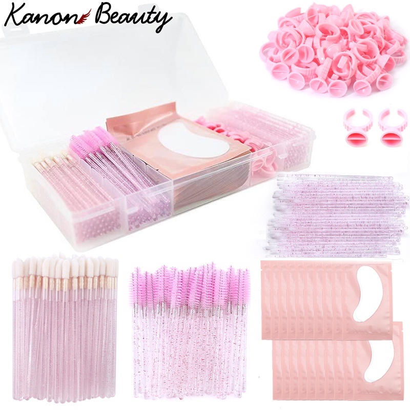 236 ชิ้นต่อขนตาชุดกล่องทิ้งมาสคาร่า Applicator แปรงคิ้ว Micro แปรงเทปกาวแหวน Eye Pad เครื่องมือขนตา