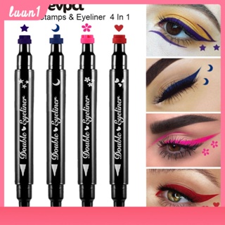 Evpct 4Pcs อายไลเนอร์ 2 in 1 แสตมป์สองหัว ใช้งานง่าย กันน้ํา ติดทนนาน แห้งเร็ว Eyeliner Stamp อายไลเนอร์แสตมป์ หัวใหญ่ ปากกาอายไลเนอร์ สีดำ Cod