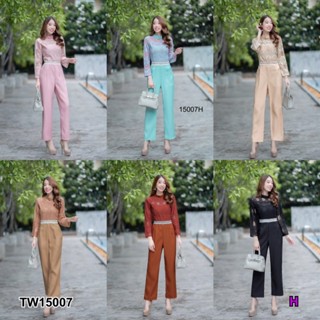 TW15007 Jumpsuit จั๊มสูททรงขากระบอก