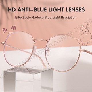 4 สี ผู้หญิง ป้องกันแสงสีฟ้า ป้องกันรังสี แมว กรอบหู แว่นตาคอมพิวเตอร์ ผู้หญิง แฟชั่น ป้องกันดวงตา โลหะ เต็มขอบ แว่นตา แว่นกรองแสงคอม