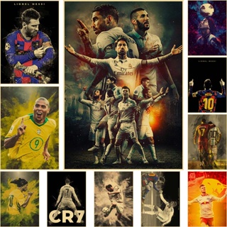 โปสเตอร์กระดาษคราฟท์ ลายนักฟุตบอล Neymar Messi ขนาด 42X30 ซม. สไตล์เรโทร สําหรับตกแต่งผนังบ้าน ห้องนั่งเล่น