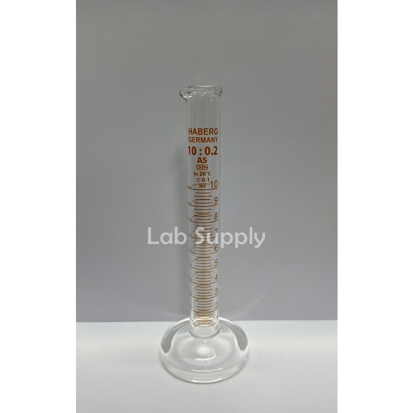 Haberg/Germany กระบอกตวงแก้ว 10 ML , Measuring Cylinder Hexa Base,Round Base Class 'A'