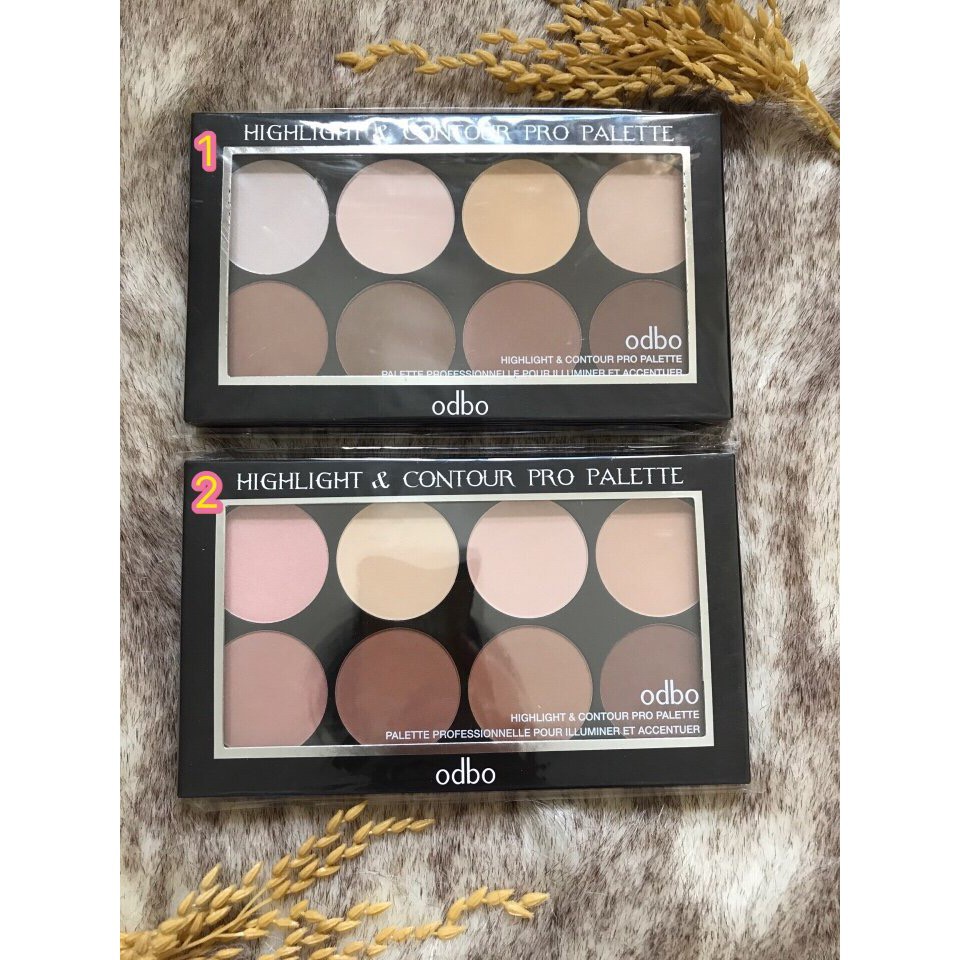 Odbo Highlight & Contour Pro Palette ไฮไลท์ คอนทัวร์ คอนทัวร์หน้า เฉดดิ้ง 8 เฉดสี พาเลท OD138