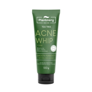 Plantnery Tea Tree Acne Whip Foam 100 g. โฟมล้างหน้า ทีทรี เนื้อวิบเนียนนุ่ม สำหรับผิวที่มีปัญหาสิว ผิวมัน