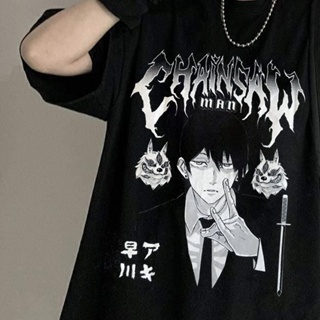 เสือยืดผู้ชาย Harajuku Chainsaw Man T Shirt Men Short Sleeve Pure Cotton T-shirt Leisure Anime Manga Aki Hayakawa _49