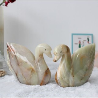 หงส์ตกแต่งบ้าน หินโอนิกซ์ โอนิกซ์ แต่งบ้าน หยกปากีสถานแท้ Swan Pakistan Onyx Stone