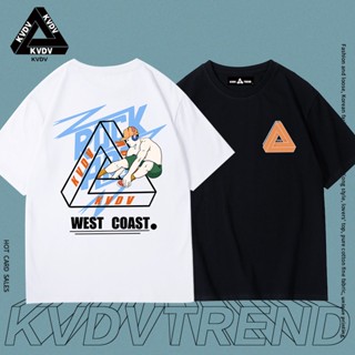 Kvdv เสื้อสเก็ตบอร์ดเด็ก ฤดูใบไม้ผลิ / ฤดูร้อน ผ้าฝ้าย พิมพ์ลาย คอกลม อินเทรนด์ หลวม และอเนกประสงค์ ลําลอง สบาย ๆ แขนสั้น