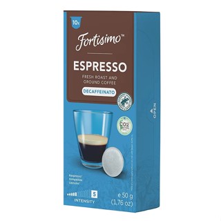 ฟอร์ติสิโม กาแฟแคปซูล เอสเพรสโซ่ ไม่มีคาเฟอีน 10 แคป - Coffee Capsule Espresso Decaf for Nespresso machine x10 Fortisimo