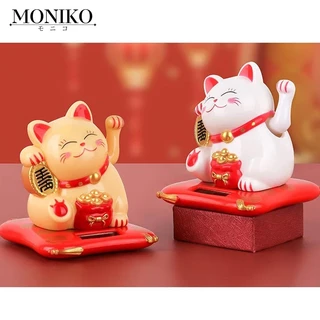 MONIKO แมวกวัก แมวกวักนำโชค แมวญี่ปุ่น พลังงานแสงอาทิตย์ แมวนำโชค น่ารัก แต่งบ้าน โต๊ะทำงาน หน้ารถ ของขวัญ เสริมฮวงจุ้ย ของขวัญ