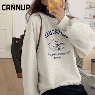 CANNUP เสื้อกันหนาว แขนยาว ทรงหลวม สไตล์เกาหลี สําหรับผู้หญิง A28J00Q