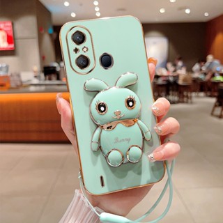 เคสโทรศัพท์มือถือ ลายการ์ตูนกระต่าย พร้อมสายคล้อง หรูหรา สําหรับ Itel A49 A48