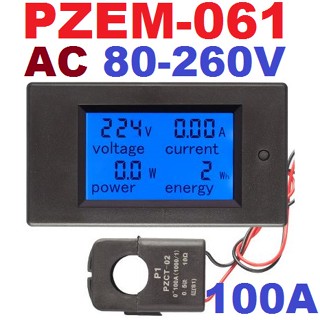 PZEM-061 AC 80-260V 100A Voltage Current Watt Power Energy Meter with Split CT