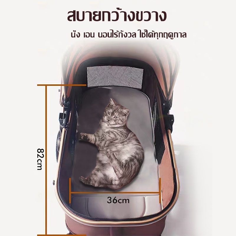  COD  รถเข็นสัตว์เลี้ยง 4 ล้อสามารถถอดได้ รถเข็นสุนัข รถเข็นแมว น้ำหนักเบา ถเข็นสุนัขและแมว 5in1 กระเป๋าในรถแบบแยก