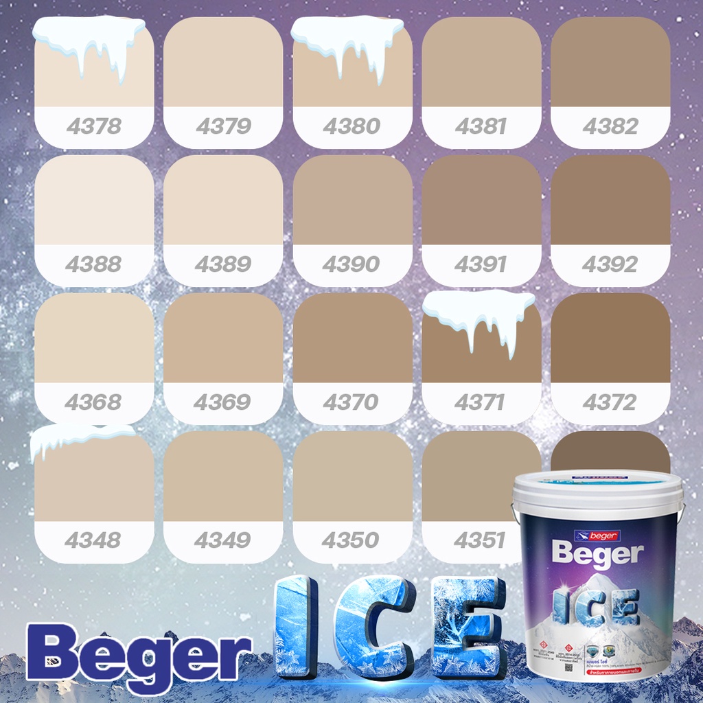 สีทาบ้าน 18 ลิตร Beger สีน้ำตาล ช็อกโกแลต กึ่งเงา Beger ICE สีทาภายนอกและใน เช็ดล้างได้ กันร้อนเยี่ยม เบเยอร์ ไอซ์