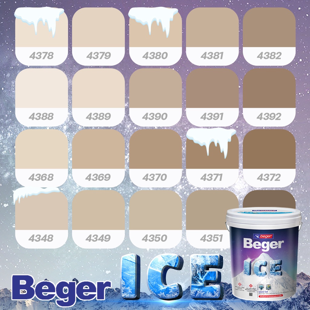 สีทาบ้าน 18L Beger สีน้ำตาล ช็อกโกแลต กึ่งเงา Beger ICE สีทาภายนอกและใน เช็ดล้างได้ กันร้อน เบเยอร์ 