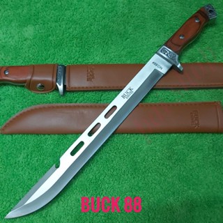 อุปกรณ์เดินป่า มีดพก มีดเดินป่า มีดพกใบตาย มีดยาว BUCK 88 ปลายแหลม ใบเลสด้ามไม้