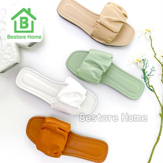 BestoreHome รองเท้าแฟชั่นผู้หญิง แฟชั่นเกาหลี ส้นแบน พื้นยาง มี 5 สีให้เลือก