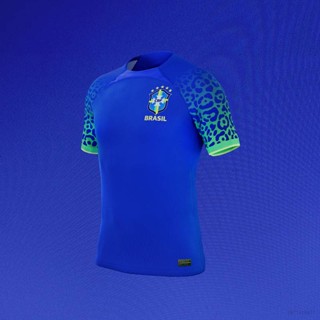 เสื้อกีฬาแขนสั้น ลายทีมชาติฟุตบอล Brazil 22-23 World Cup ชุดเยือน สําหรับผู้ชาย และผู้หญิง