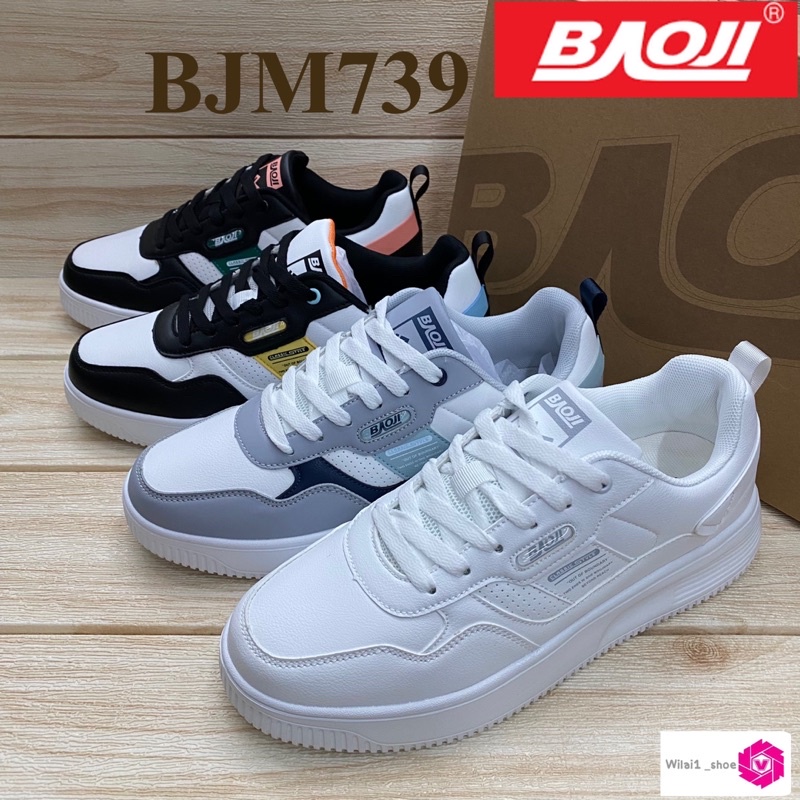 Baoji BJM 739 รองเท้าผ้าใบ (41-45) สีดำขาว/ขาวดำ/ขาว/เทา สล