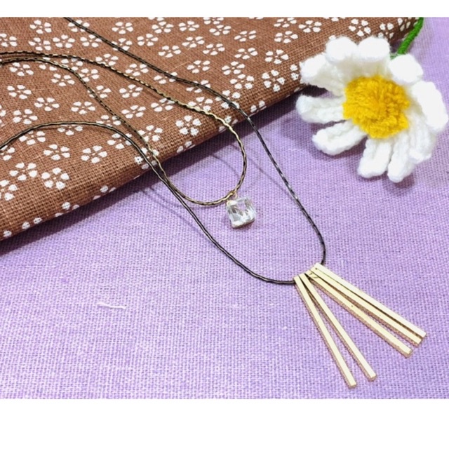 Bp.store| สร้อยคอยาว 2 ชั้น ลูกปัดคริสตัล