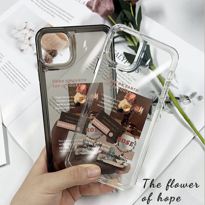 เคสโทรศัพท์มือถือแบบนิ่ม TPU ใส กันกระแทก ลายดอกกุหลาบ สําหรับ IPhone 14 13 12 11 Pro XS Max X XR 7 8 6 6S Plus