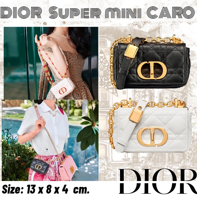 ดิออร์   DIOR  Super mini กระเป๋าถือ DIOR CARO/กระเป๋าสุภาพสตรี/สไตล์ล่าสุด/ตัวแทนจัดซื้อของแท้/สไตล์ล่าสุด