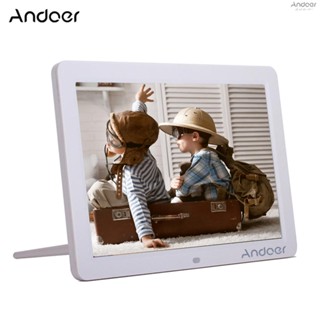 Andoer กรอบรูปดิจิทัล HD LED หน้าจอกว้าง 12 นิ้ว ความละเอียดสูง 1280*800 กรอบรูปอิเล็กทรอนิกส์ พร้อมรีโมตคอนโทรล อเนกประสงค์ รวมนาฬิกา LED ปฏิทิน