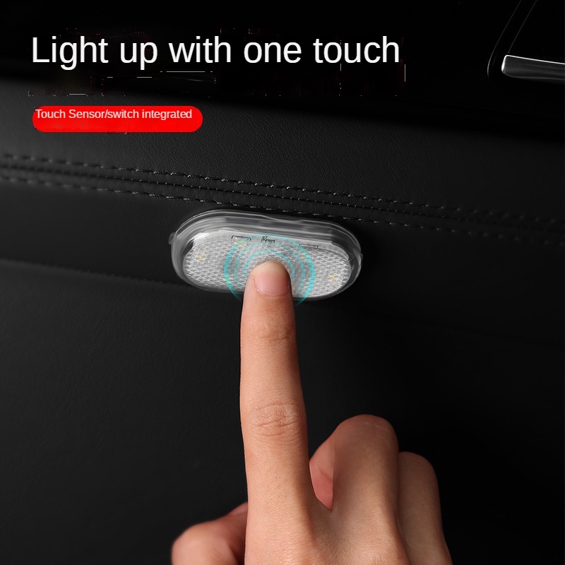 Car LED Ambient Light Interior Lighting Atmosphere Lamp for Armrest Box Trunk Switch Touch Control Wireless Mini LED Foo