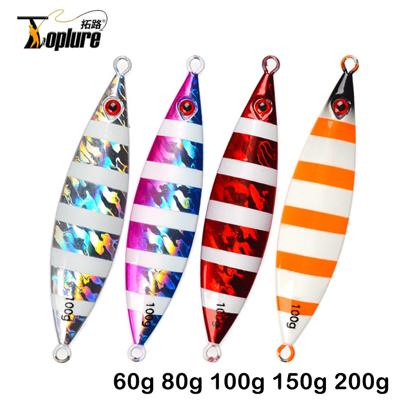 TL 60g 80g 100g 150g 200g ช้า Jigging Lure Luminous น้ําเค็มตกปลา Lure โลหะ Jigs Sinking Zebra เหยื่อประดิษฐ์ช้อน