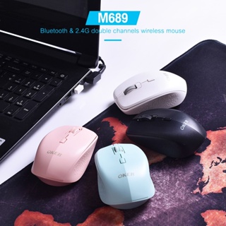 เมาส์ OKER M689 BLUETOOTH &amp; 2.4G DOUBLE CHANNELS WIRELESS MOUSE