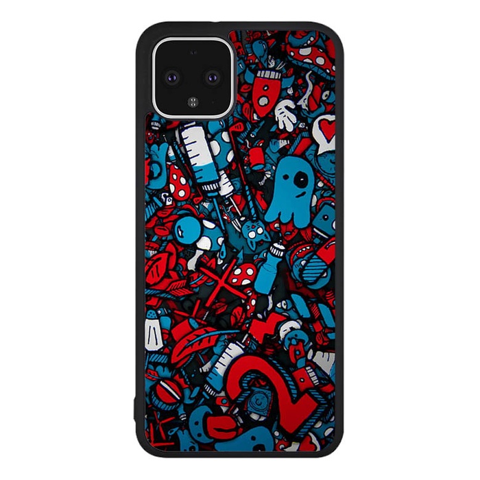 เคส Google Pixel 3 4 4a 5 5a 6 7 XL Pro สติ๊กเกอร์ น้ําเงิน แดง D129