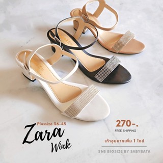 รองเท้าไซส์ใหญ่ รองเท้ารัดส้น Zara Wink ส้นสูง 2 นิ้ว ไซส 36-45 กระดุมแป๊ก ใส่ง่าย แต่งเพชร Luxury Big size