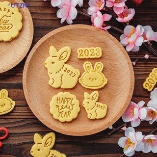 UTZN&gt; 2023 Happy New Year Rabbit Biscuit Mold Cartoon Animal Mini Cookie Fondant Cutg Pressing Mold DIY Baking Mold Cookie Cutter new