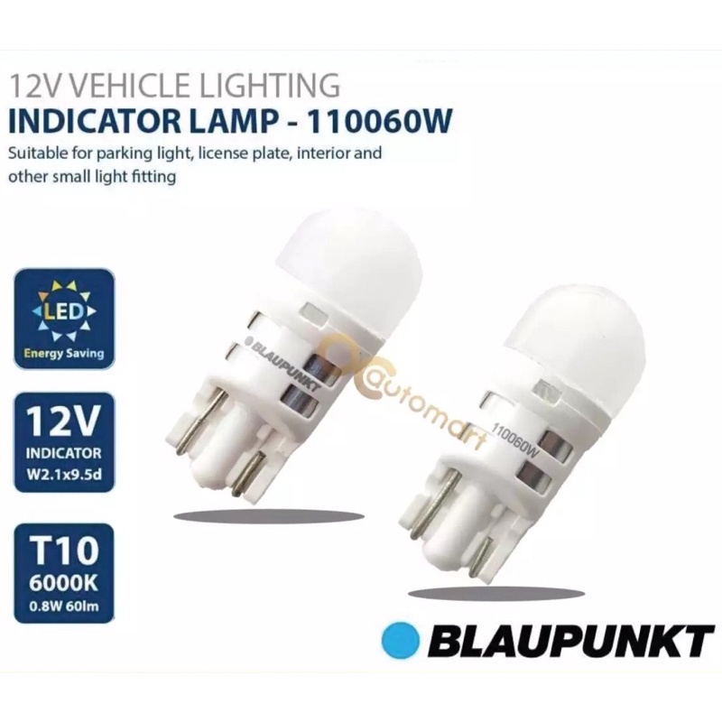 BLAUPUNKT หลอดไฟถอย T20 LED 12V INDICATOR LAMP 6000K 120160W [2 หลอด]