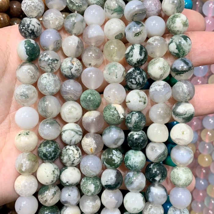มอส อาเกต Moss Agate ทรงกลม เส้นยาว (เกรด A) *หินแท้ หินธรรมชาติ*