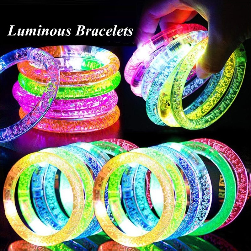 สร้อยข้อมือเรืองแสง หลากสีสัน แบบเรืองแสง LED ของเล่นสําหรับตกแต่งบ้าน งานแต่งงาน งานเทศกาล