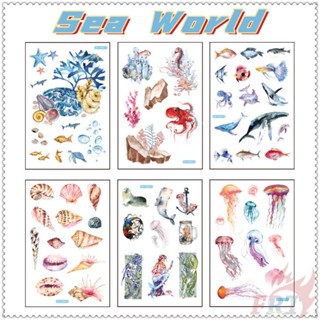 6 แผ่น / ชุด ❤ สติกเกอร์ ลาย Sea World Washi สําหรับตกแต่ง ❤ สติกเกอร์แฟชั่น สําหรับตกแต่งสมุดไดอารี่ DIY