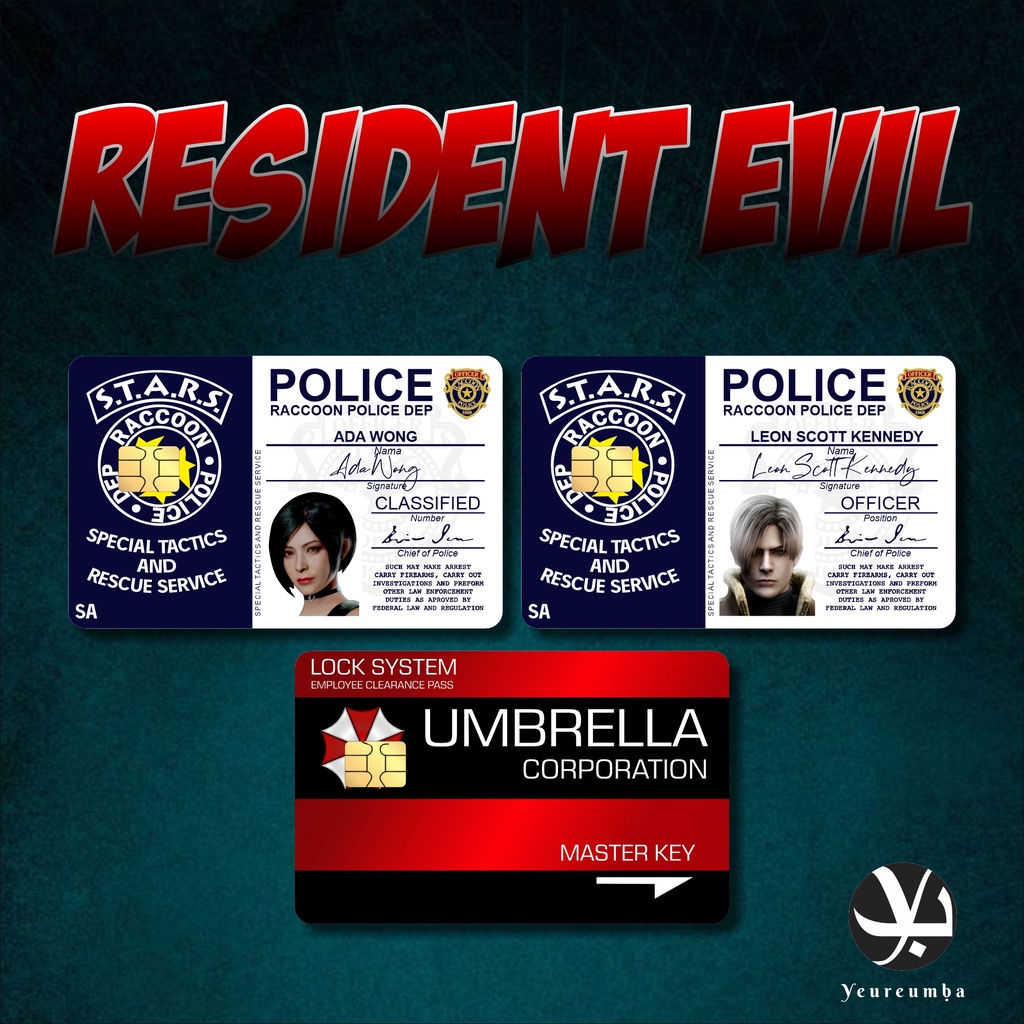 Umberella Raccon ตํารวจ dep สติกเกอร์ Skin Card Resident evil ATM Debit บัตรเครดิต Emoney Flazz