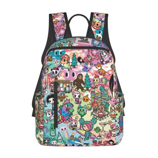 Tokidoki กระเป๋าเป้สะพายหลัง กระเป๋าเดินทาง พิมพ์ลาย มีซิป 14.7 นิ้ว ทนทาน สําหรับนักเรียน เดินทาง กลางแจ้ง