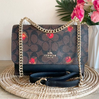 กระเป๋าสะพาย ข้างNEW COACH KLARE CROSSBODY IN SIGNATURE CANVAS WITH POP FLORAL PRINT GOLD/BROWN BLACK MULTI