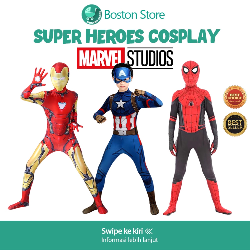 Bostonstore Custom Spiderman Boys / คอสเพลย์ Spiderman / Iron man Children& 39;s เครื่องแต่งกายฮาโลว