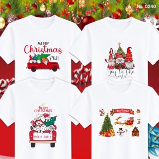 เสื้อยืด สกรีน Merry Christmas คริสต์มาส เสื้อปีใหม่ สีขาว เสื้อผ้าหนา นุ่ม ใส่สบาย ได้ทั้งผู้ชาย และผู้หญิง No.0240เสื้