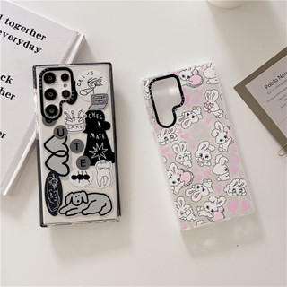 CASETIFY ใหม่ เคสโทรศัพท์มือถือ TPU นิ่ม แบบใส กันกระแทก ลายสติกเกอร์ลูกสุนัข กระต่ายน่ารัก สําหรับ Samsung Galaxy S23 Ultra Plus S22 Ultra S20 S21 Ultra Plus S20+