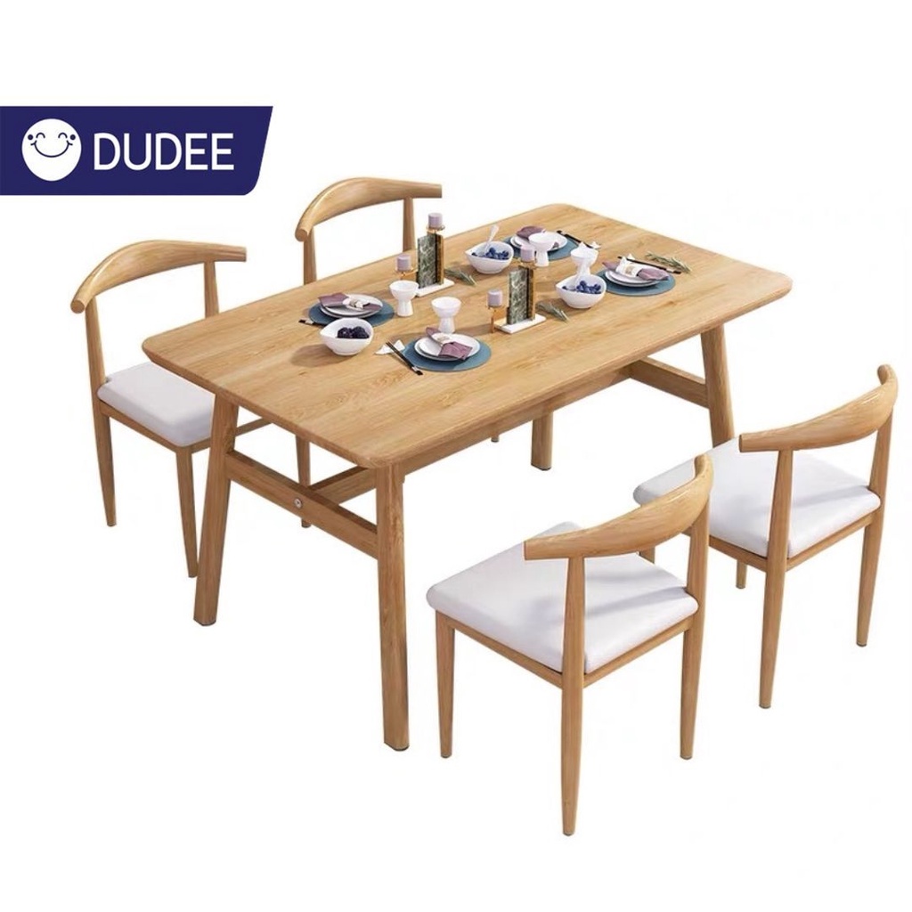 DUDEE ชุดโต๊ะกินข้าว พร้อมเก้าอี้ 4 ที่นั่ง รุ่น DD6B มีพนักพิงหลัง – โปรปัง