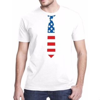 เสื้อยืดครอป {พร้อมส่ง เสื้อยืด ผ้าฝ้าย 100% พิมพ์ลาย American Patriotic Tie พลัสไซซ์ ของขวัญคริสต์มาส สําหรับผู้ชา