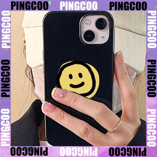 PingCoo - Candy Case For iPhone 14 13 12 11 Plus Pro Max XR TPU Soft Glossy Black Case Cute Smiley Camera Protection Shockproof Back Cover