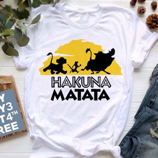 เสื้อยืด พิมพ์ลายกราฟฟิค The Lion King Woman Hakuna MATATA 90s 00s สไตล์วินเทจ แฟชั่นฤดูร้อน สําหรับผู้หญิง